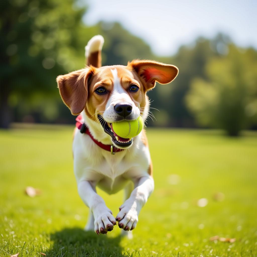 Happy Healthy Dog Playing in Lubbock Park