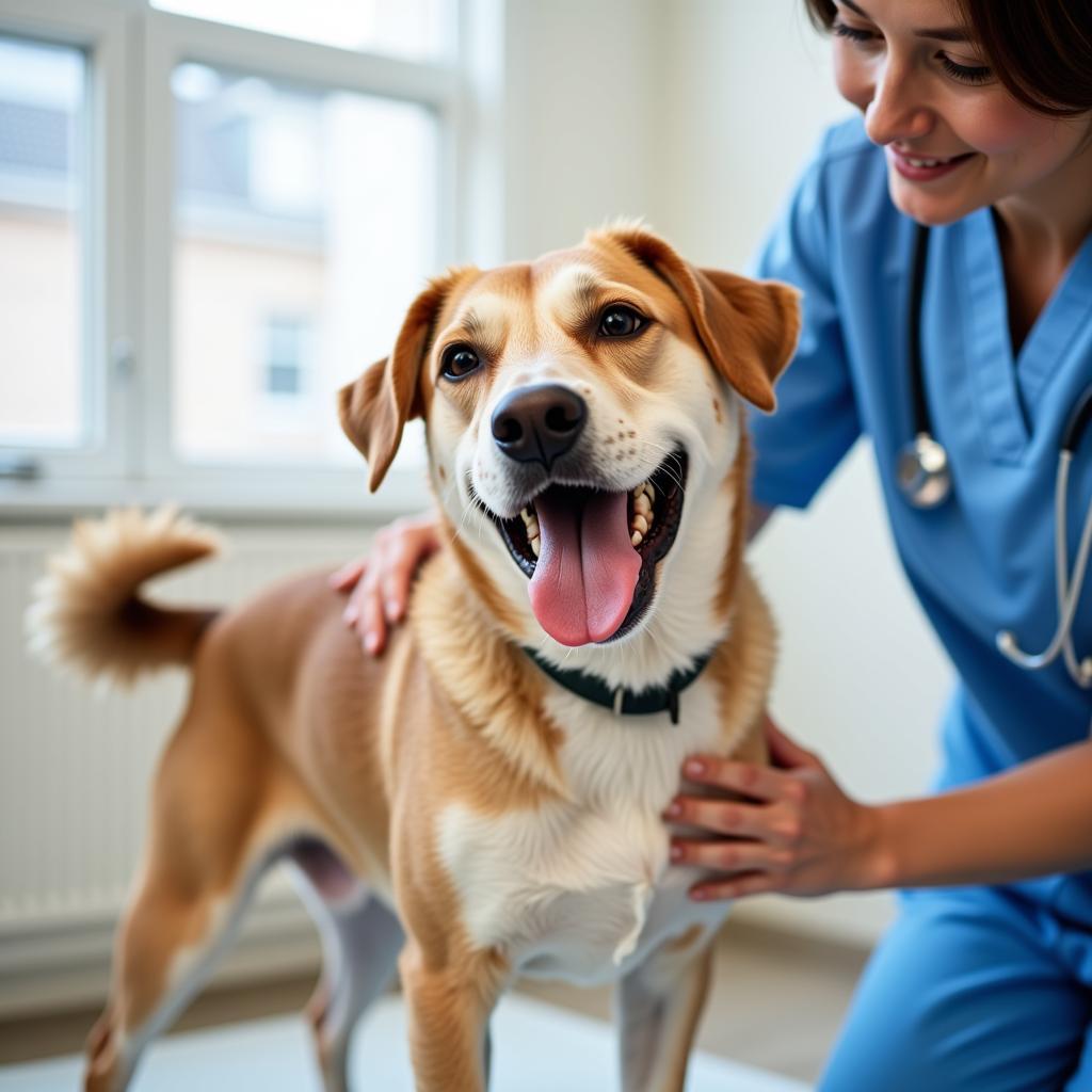 Happy Healthy Dog Receiving Veterinary Care