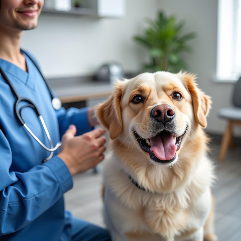 Happy and Healthy Dog at the Vet Clinic