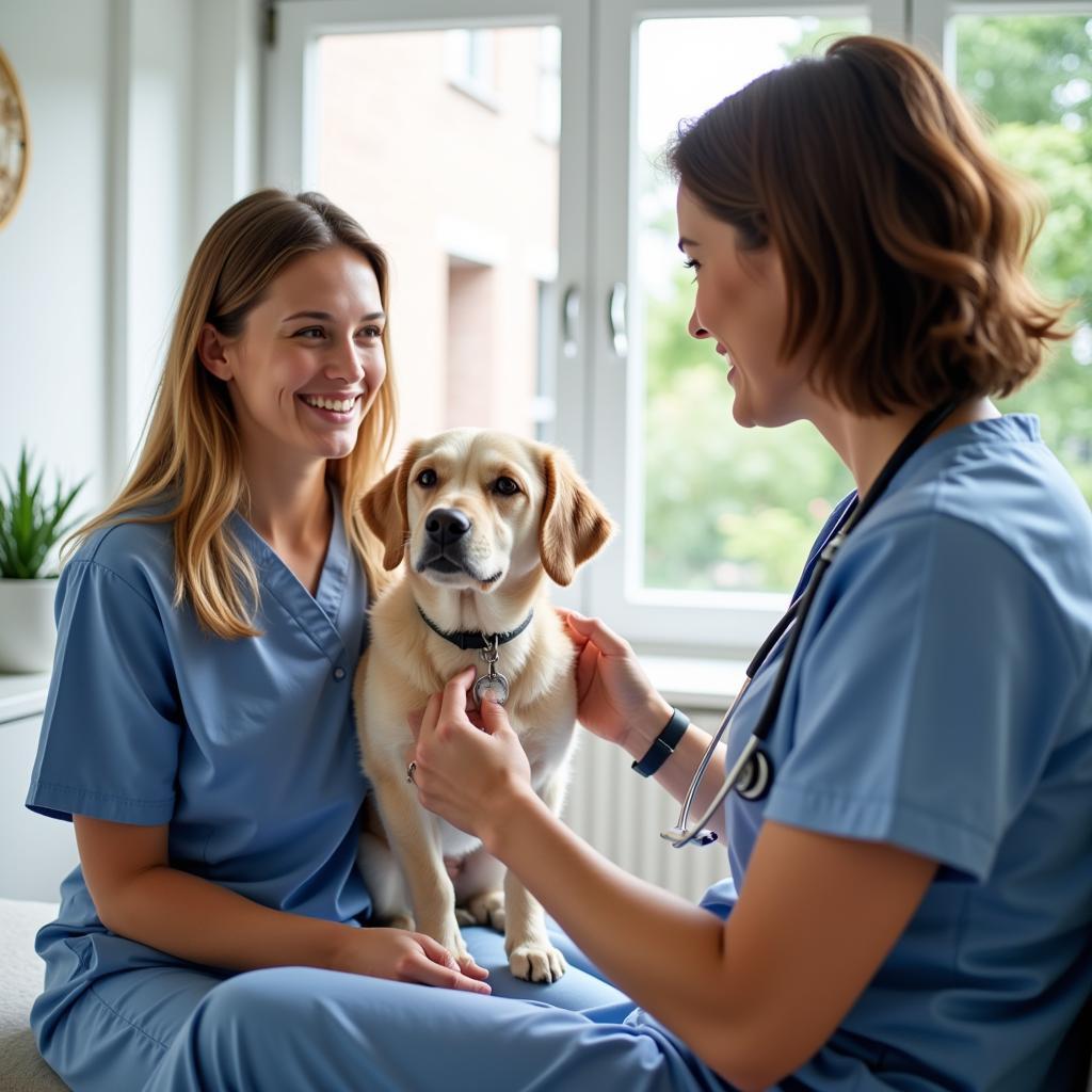 Pet Owner and Veterinarian Discussing Pet's Health