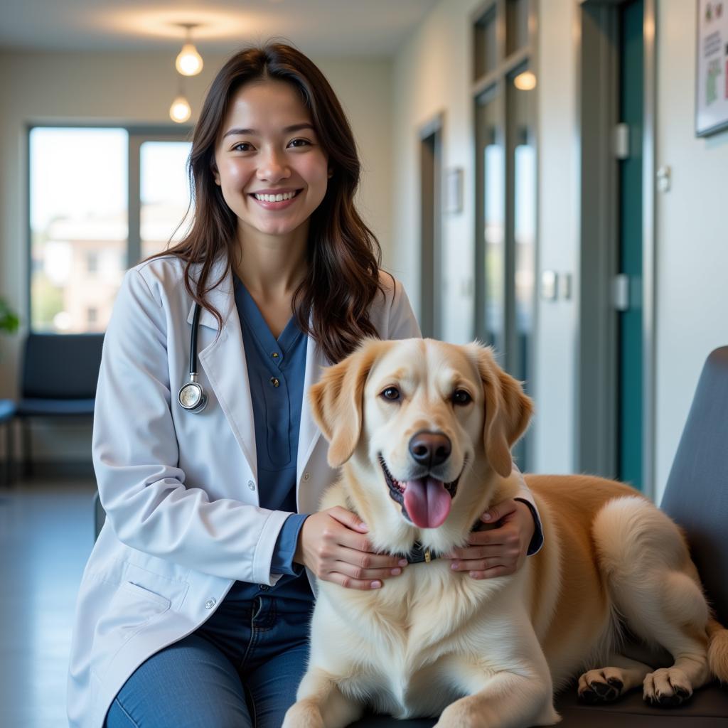 Happy Pet Owner at Buxton Animal Hospital