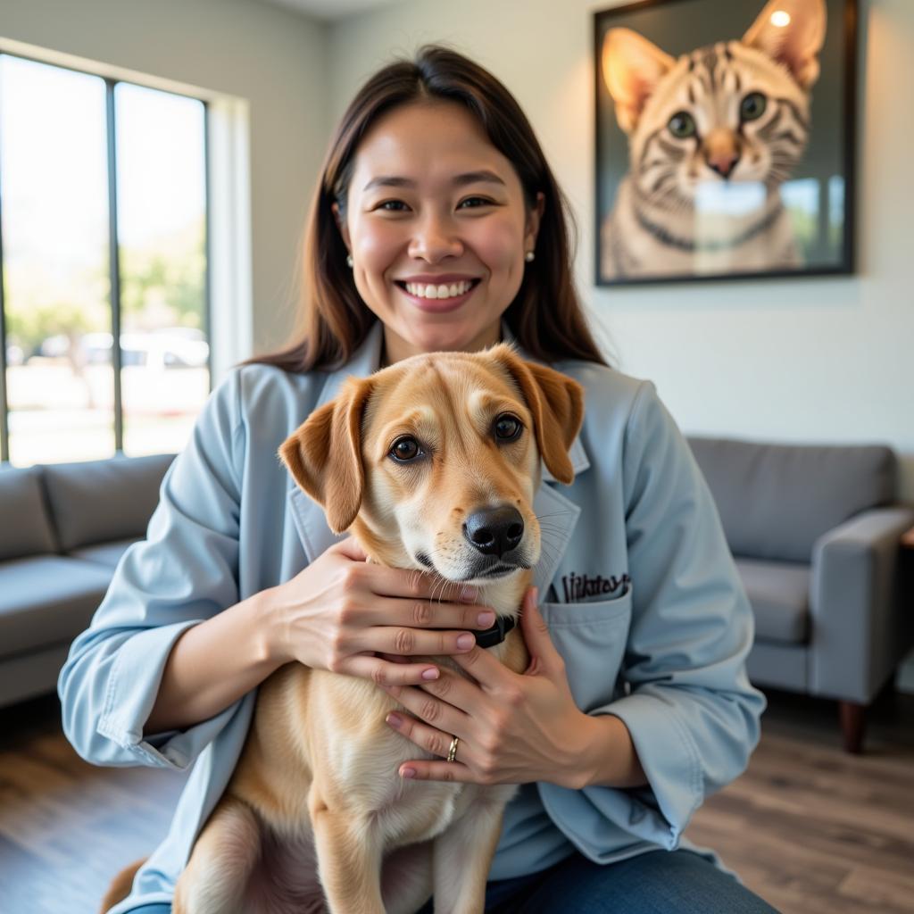 Happy Pet Owner at Atascadero Veterinary Clinic