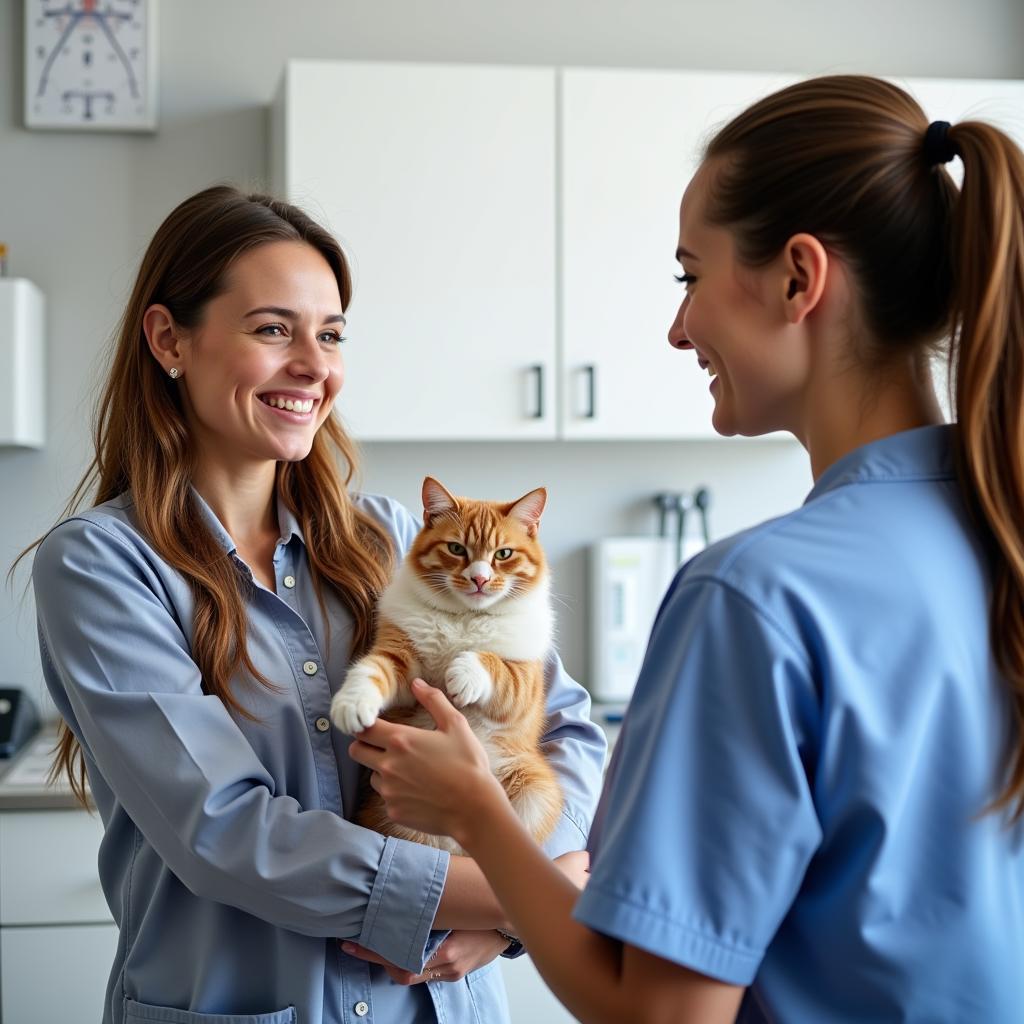 Happy Pet Owner with Veterinarian in Niskayuna