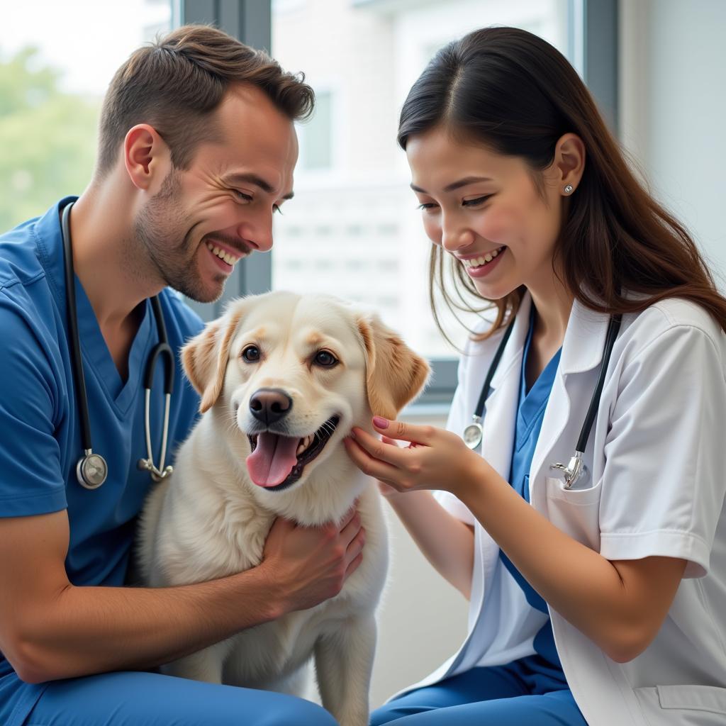 Happy Pet Owner with Veterinarian at Settlers Park