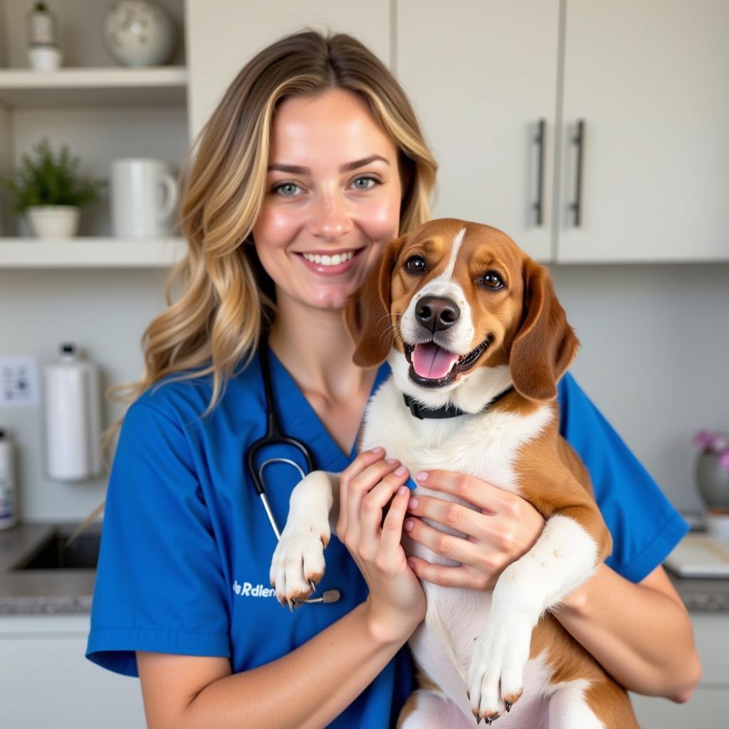 Happy Pet Owner with their Healthy Pet at Vetfield Animal Hospital