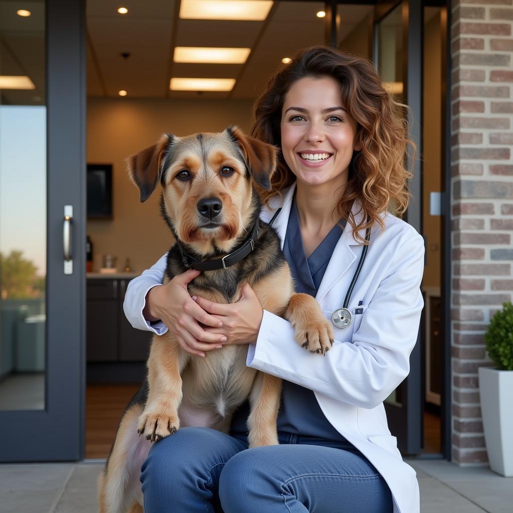 Happy Pet Owner at Walled Lake Vet