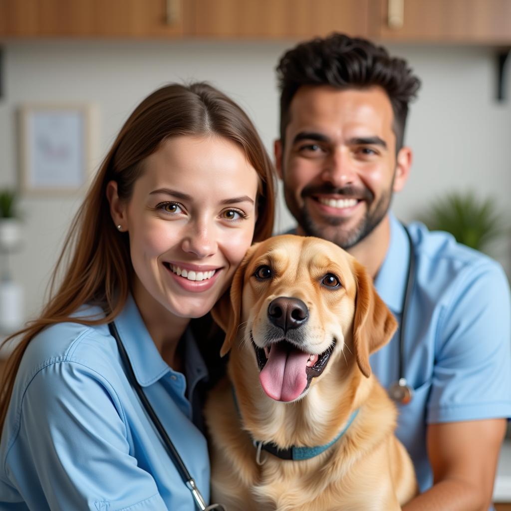 Happy Pet Owner With Healthy Dog