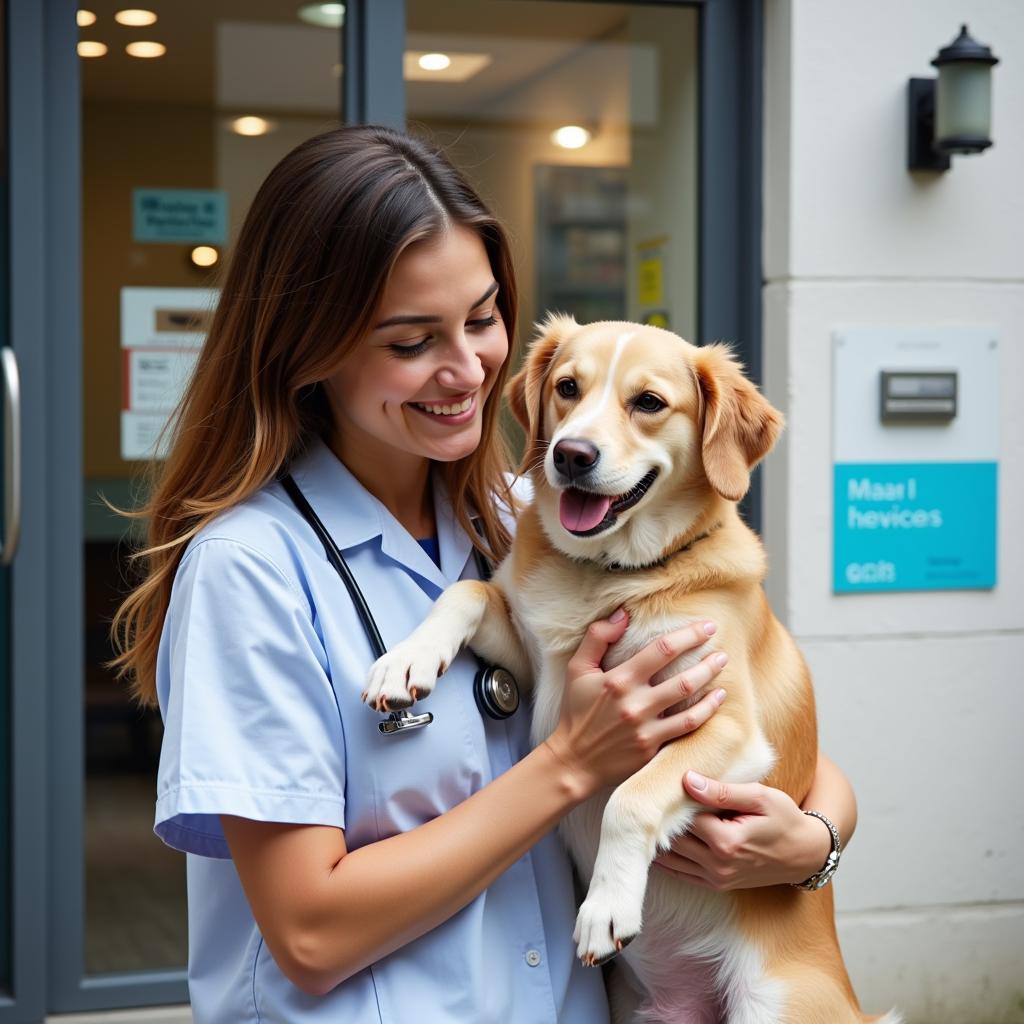 Happy Pet Owner with Healthy Pet