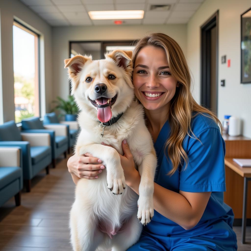 Happy Pet Owner with their Pet at Yucaipa Vet