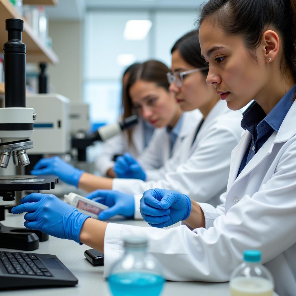 Residents conducting research in the lab