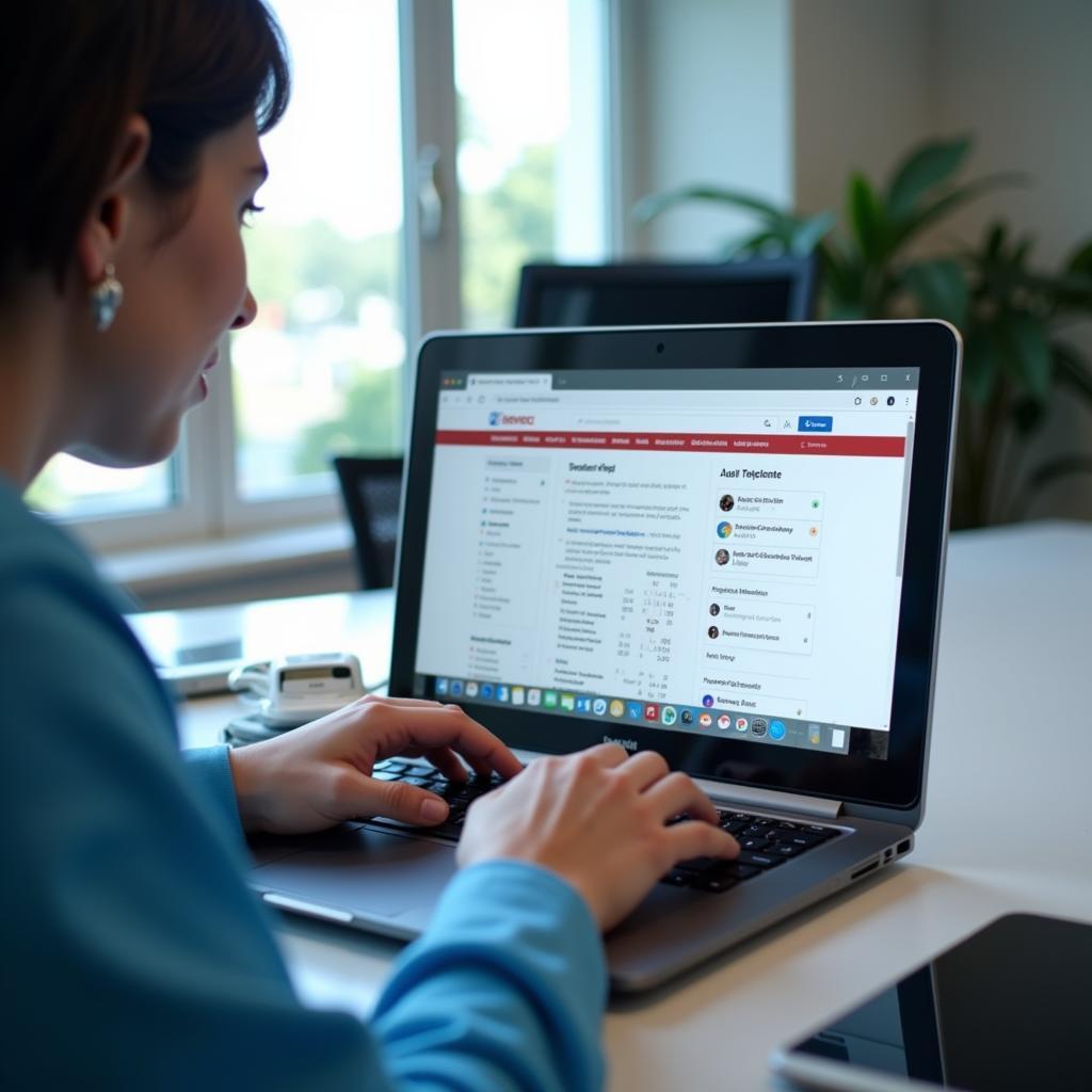 Healthcare Professional Using Laptop for Job Search