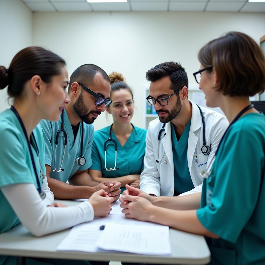 Healthcare Professionals Collaborating in a Hospital Setting