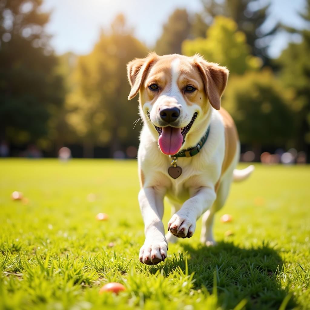 Healthy Dog Playing in a Park