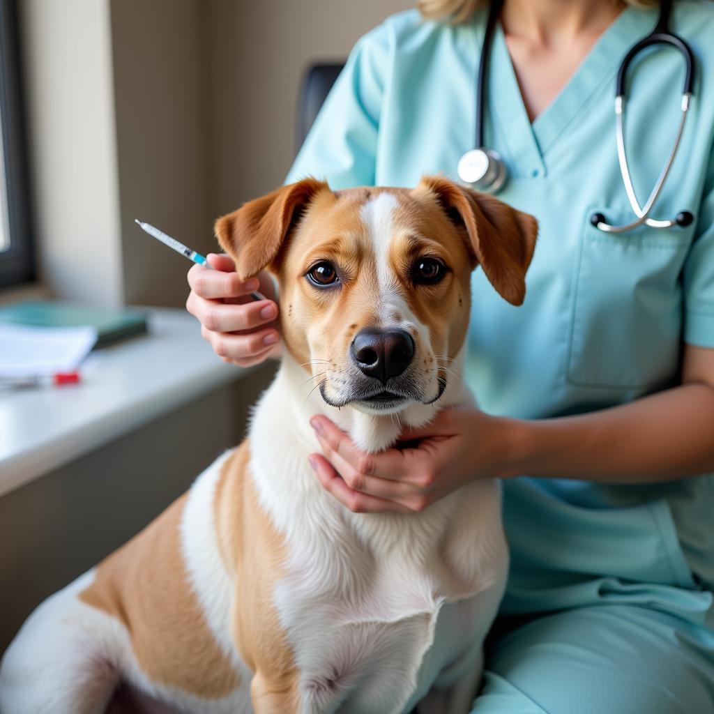 Healthy Dog Receiving Vaccination