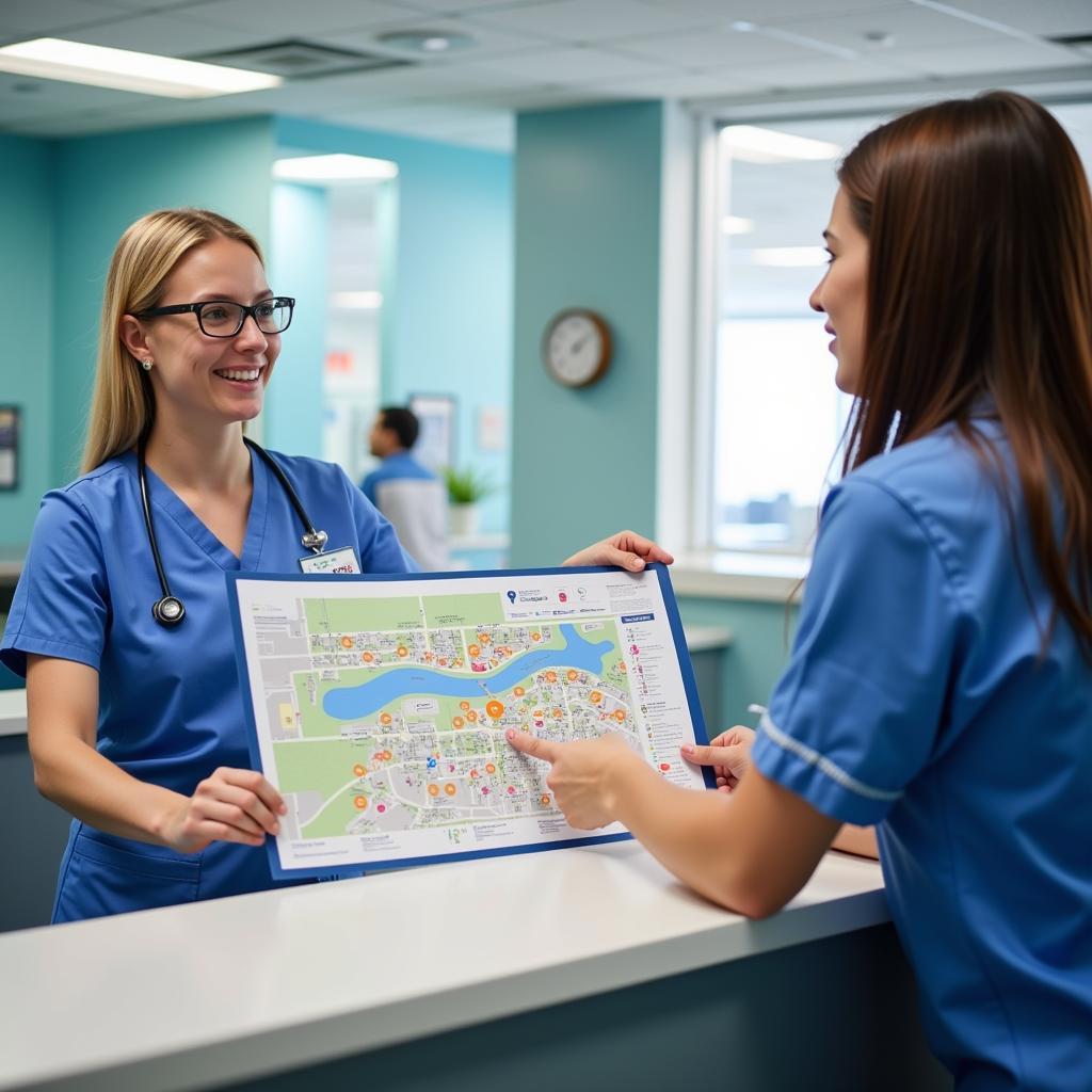 Accessing Henrico Doctors' Hospital Map at Information Desk