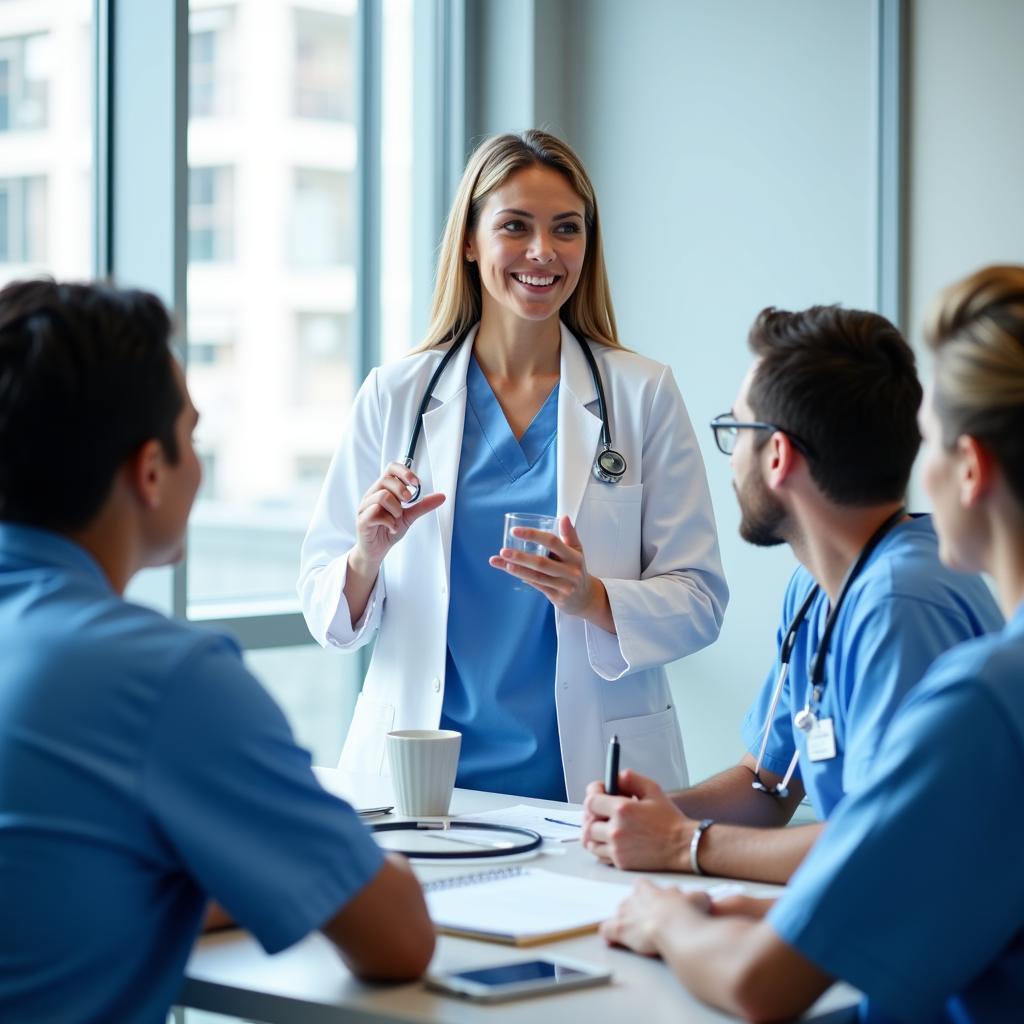 Hospital Administrator Meeting with Staff