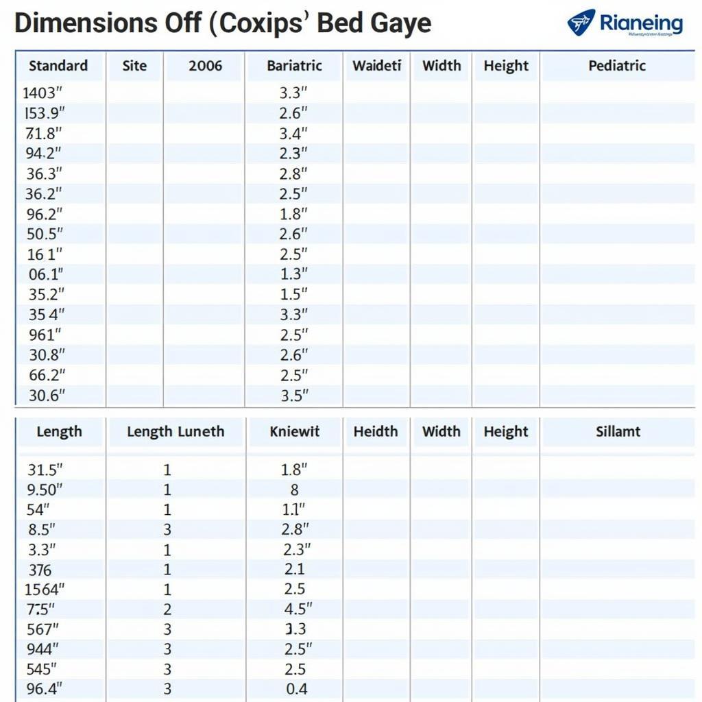 Hospital Bed Dimensions Chart