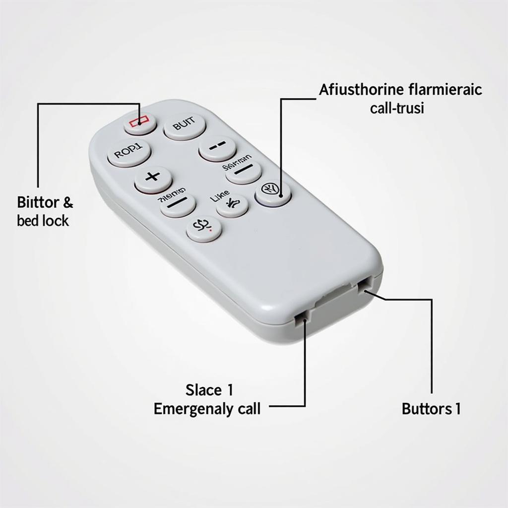 Close-up of hospital bed remote control highlighting safety features