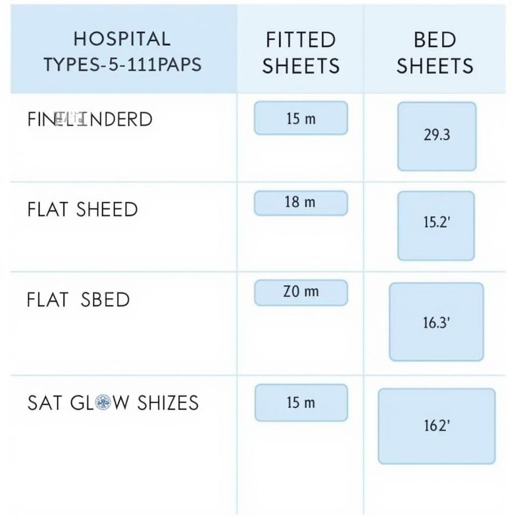 Different sizes of hospital bed sheet sets