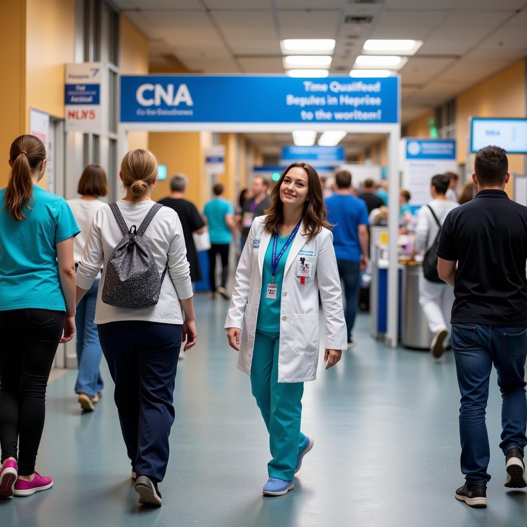 Hospital Career Fair with CNA Recruitment Booth