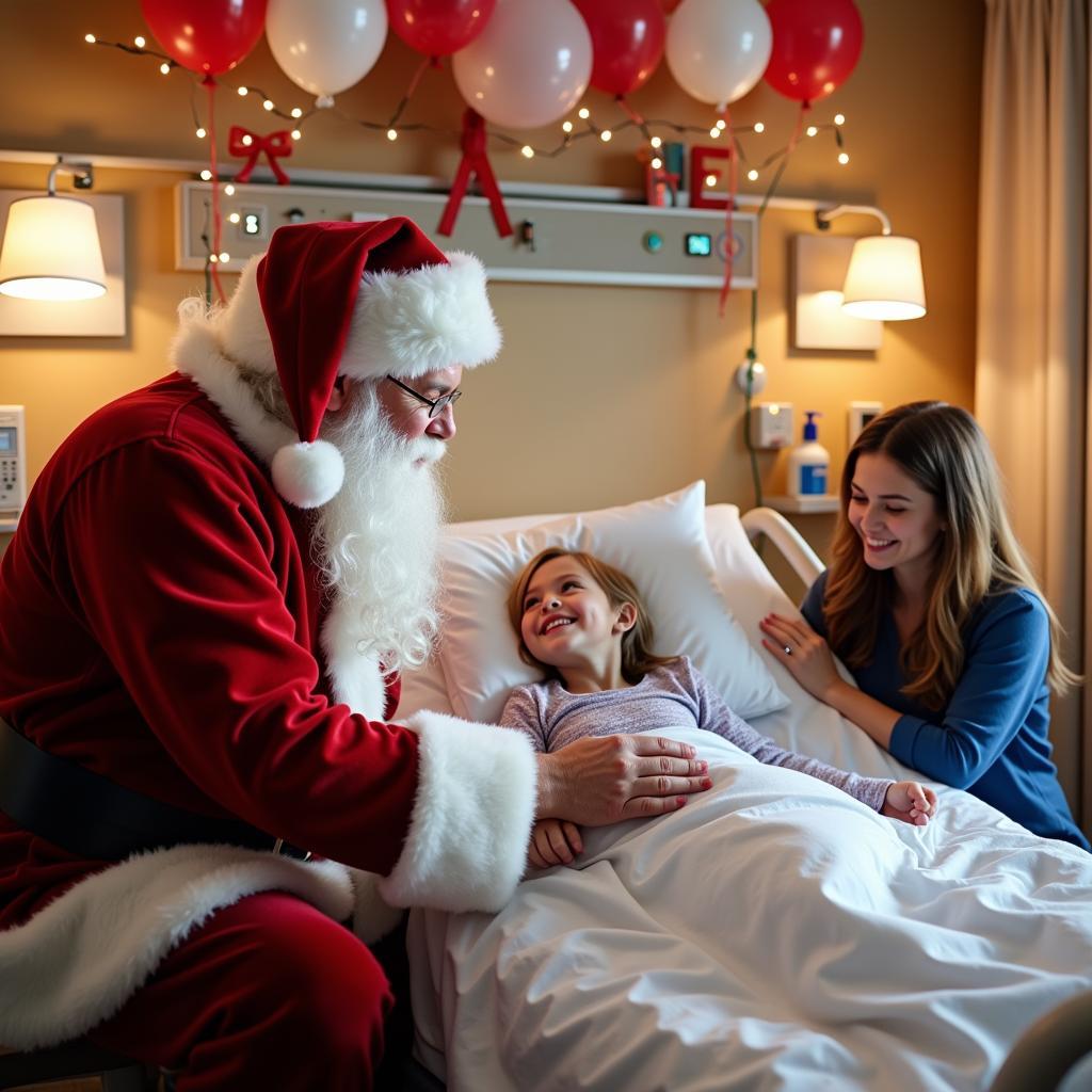 Santa Claus visiting patients in a hospital