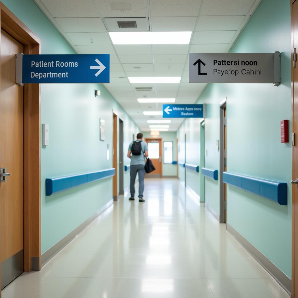 Hospital Corridor with Clear Wayfinding Signage