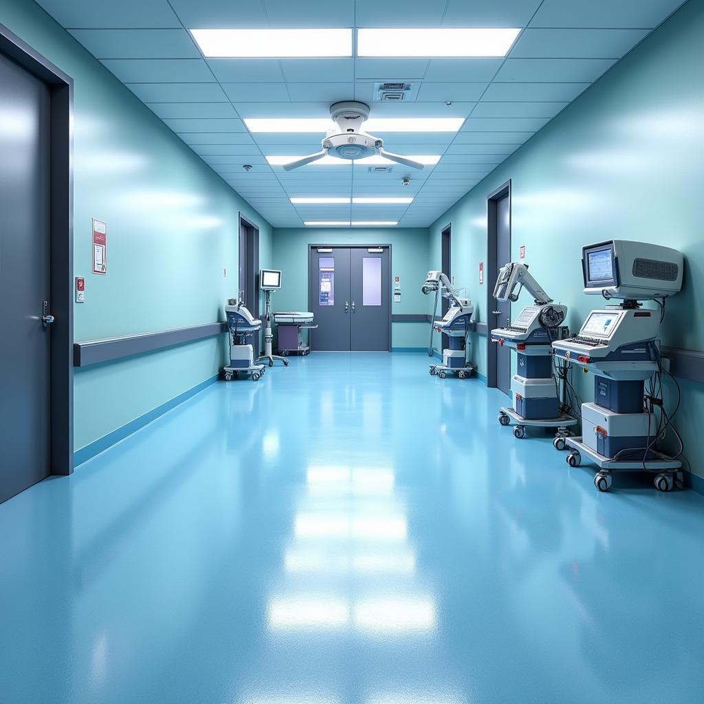 Seamless flooring in an operating room