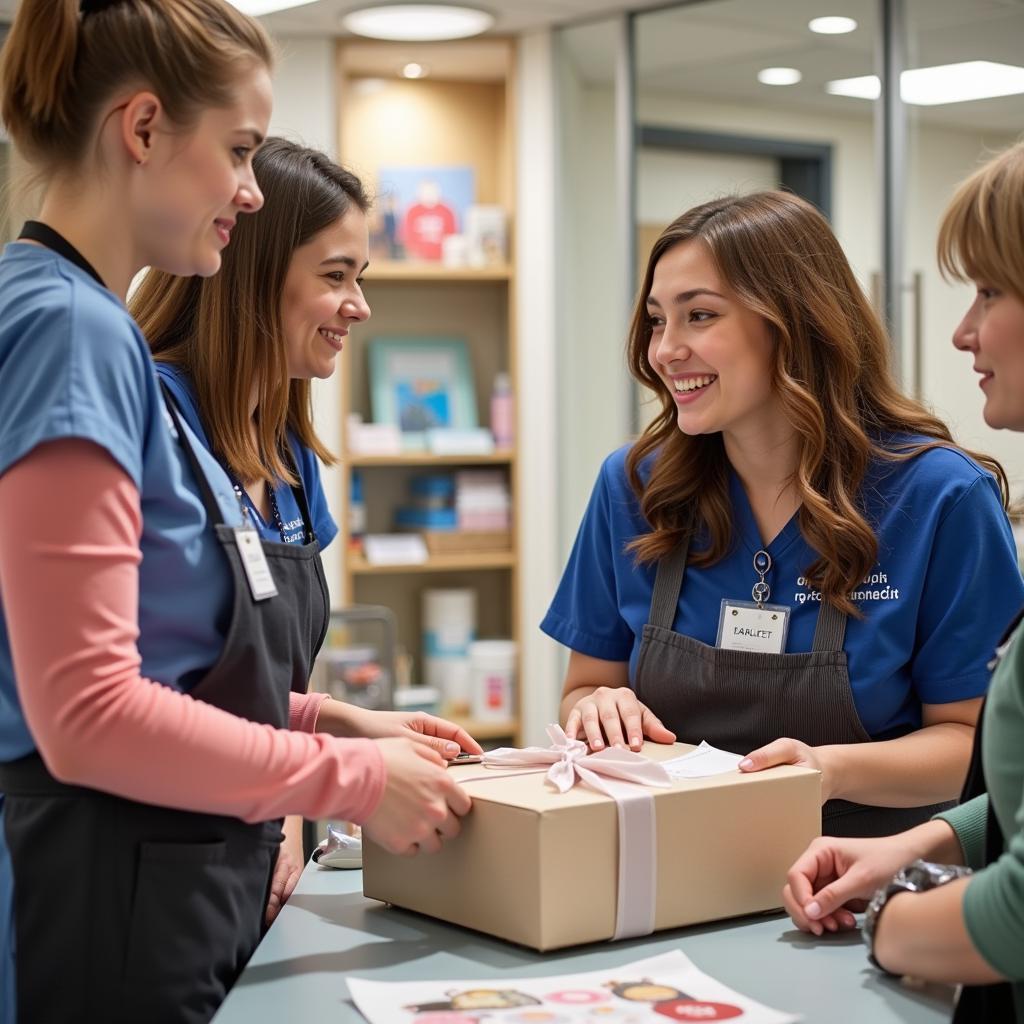 Hospital Gift Shop Staff Assisting Customer