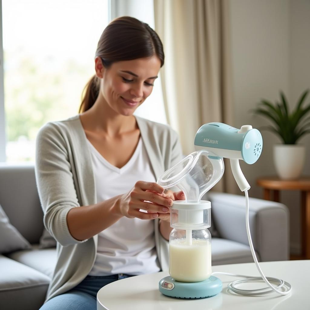 Mother using a hospital-grade breast pump