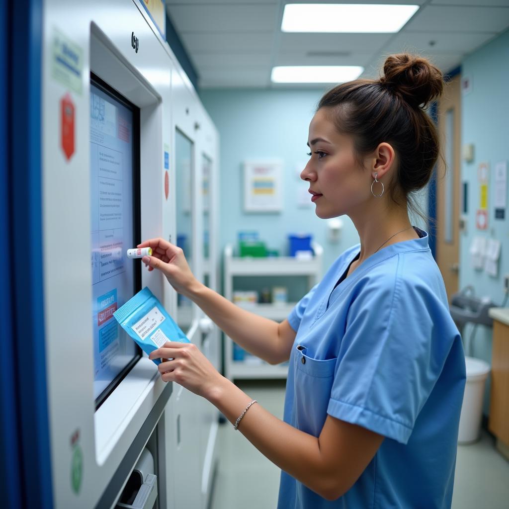 Pharmacy Technician Operating a Medication Dispensing System