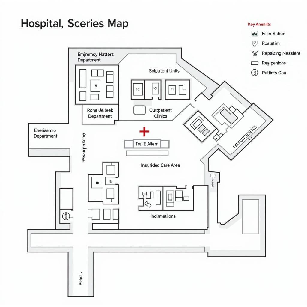 A clear and easy-to-understand map of the San Jose Hospital, highlighting different sections and departments.