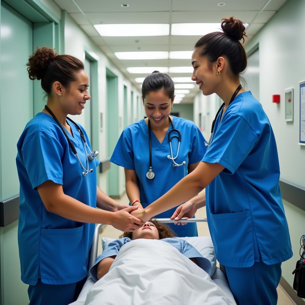 Hospital Service Assistants Collaborating in a Hospital Setting