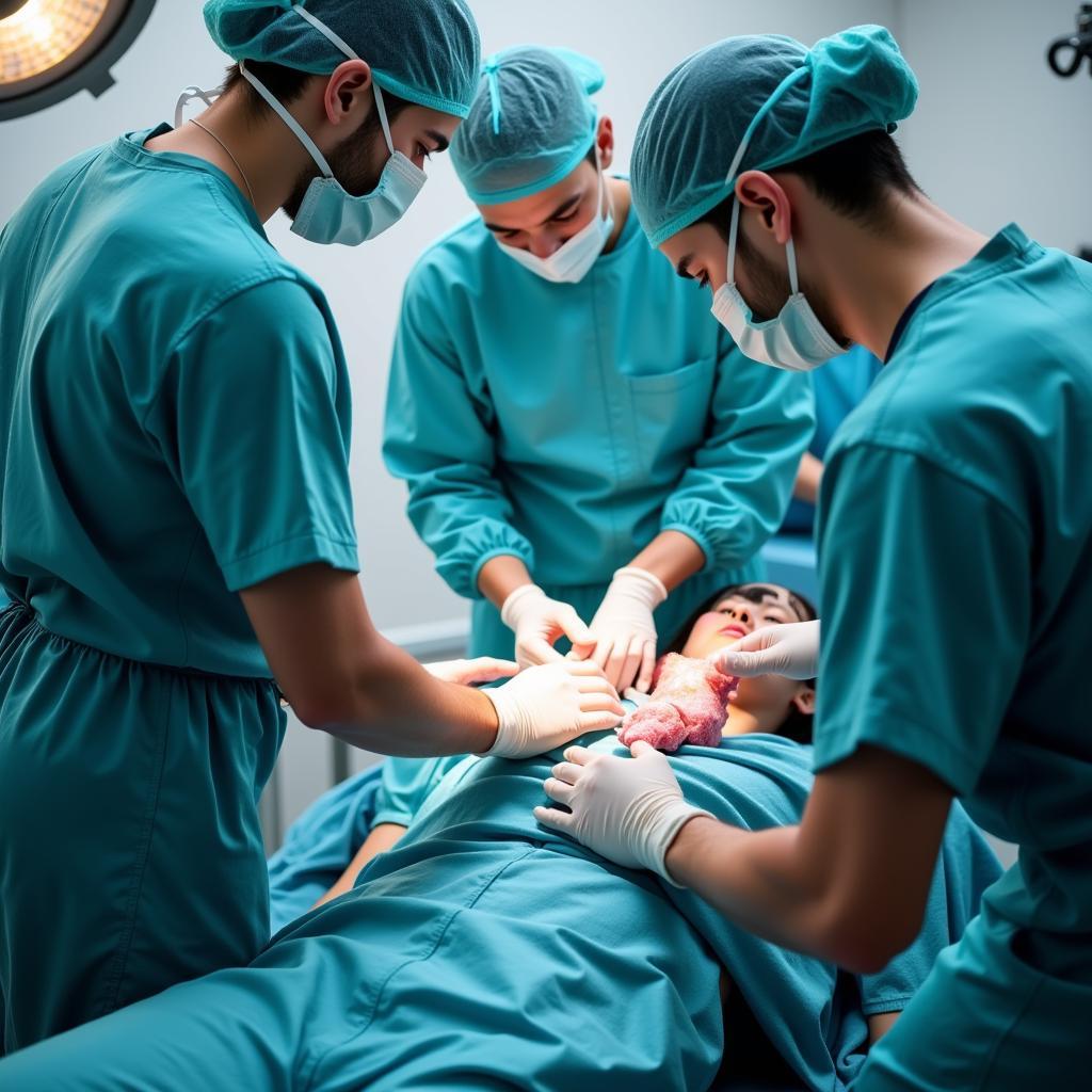 Hospital Staff Attending to an Injured Person