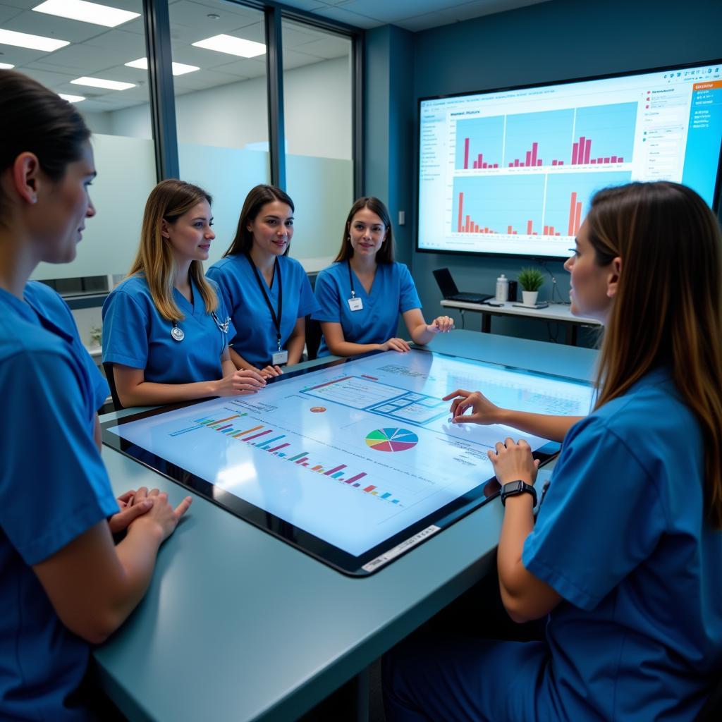 Hospital staff using collaborative technology