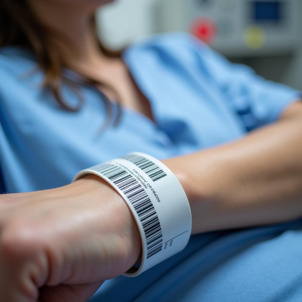 A hospital wristband with a barcode for quick and accurate scanning.