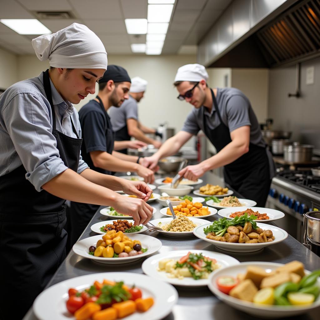 Hospitality House Kitchen Staff Preparing Meals