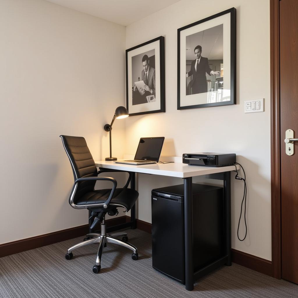 Hotel convenience amenities tailored for business travelers: high-speed internet, ergonomic workspaces, and meeting rooms.