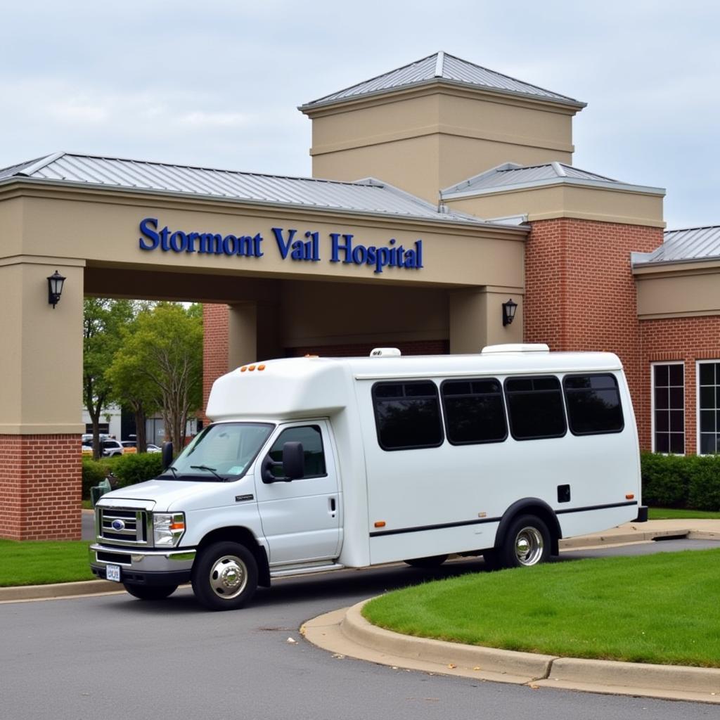 Hotel shuttle bus near Stormont Vail Hospital