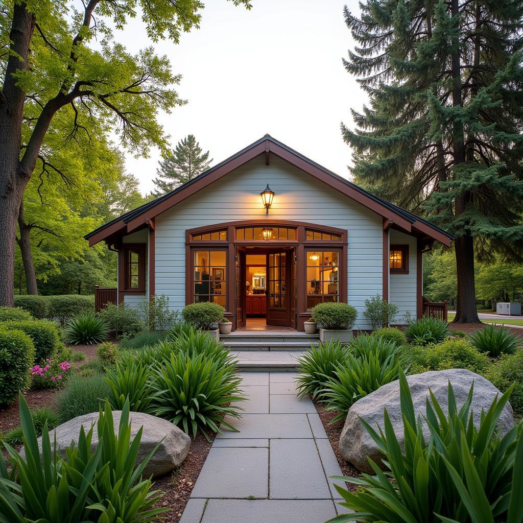 Exterior view of the House of Hospitality, showcasing its welcoming atmosphere