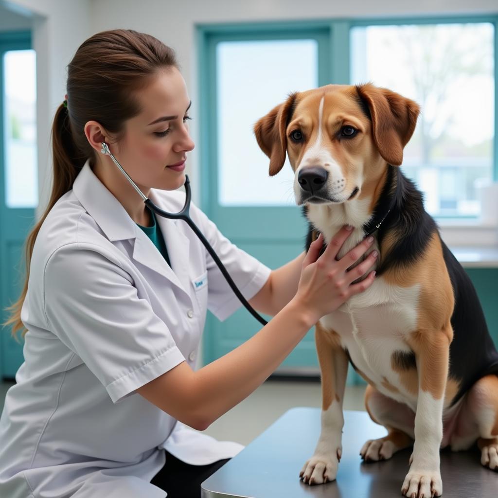 Veterinarian Examining a Dog in Hyattsville