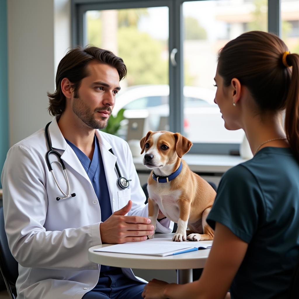 Veterinarian Consulting with a Pet Owner in Imperial Beach