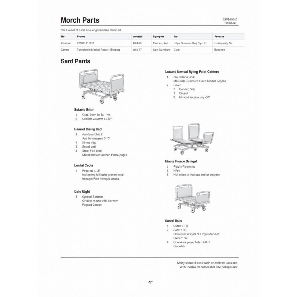 Example of an Invacare Hospital Bed Parts List