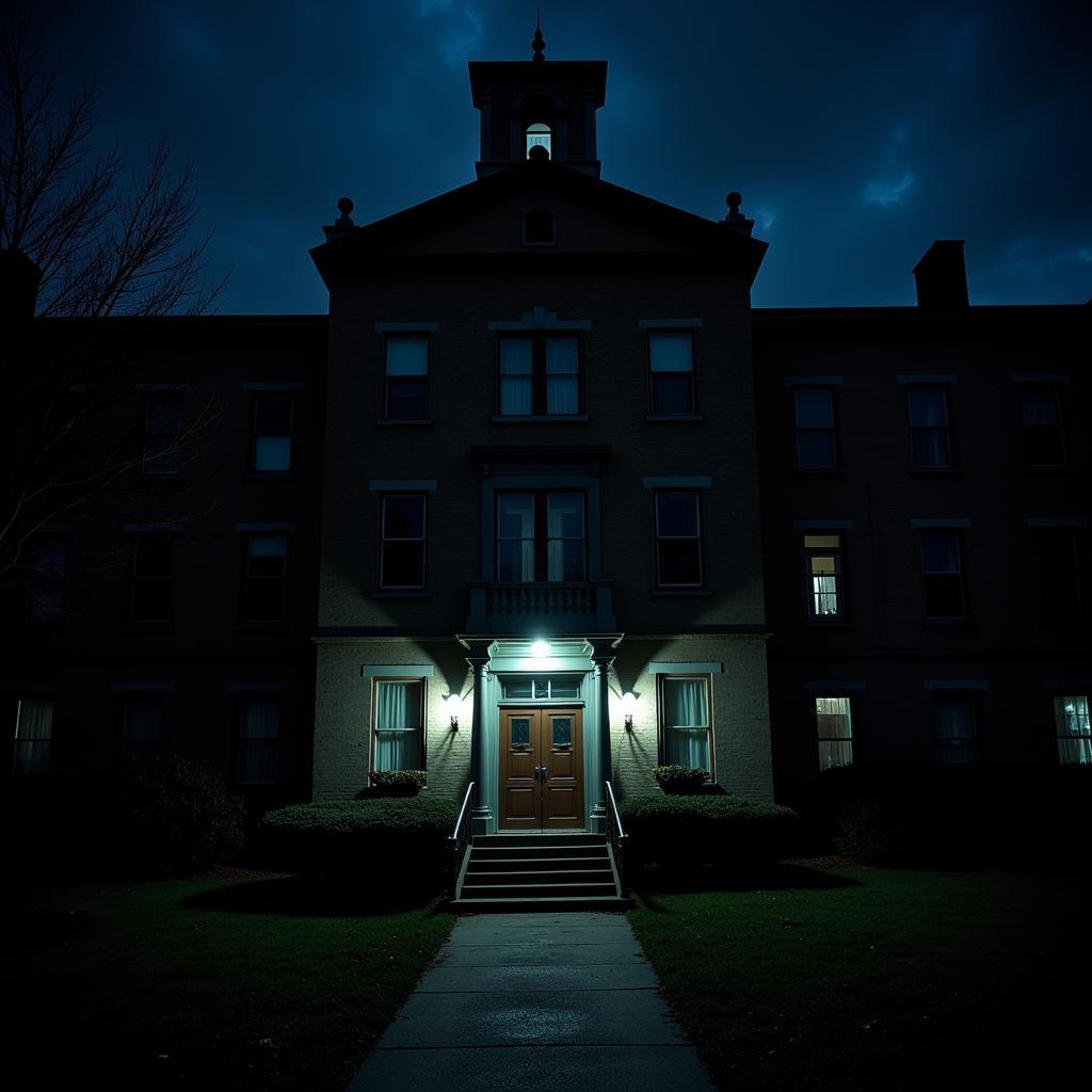 Night View of Abandoned Jefferson Davis Hospital