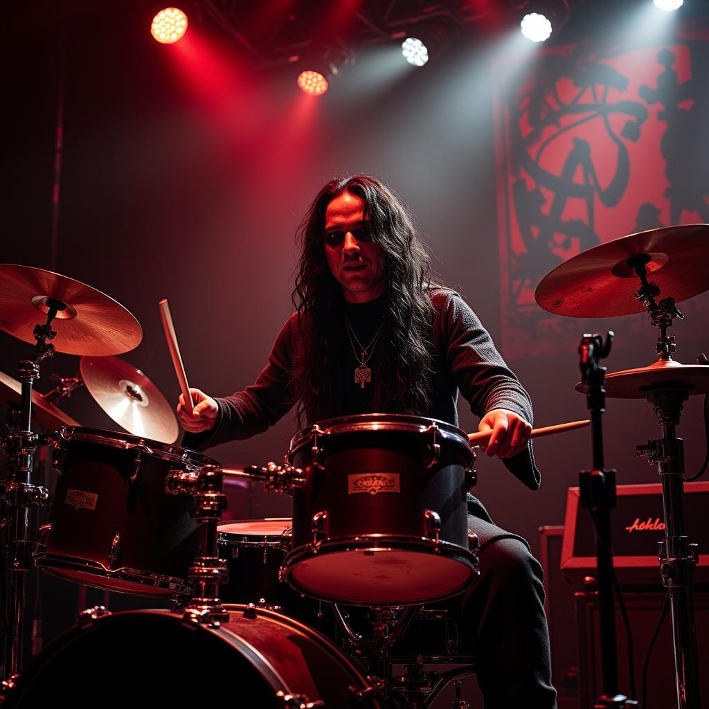 Joey Jordison performing with Slipknot