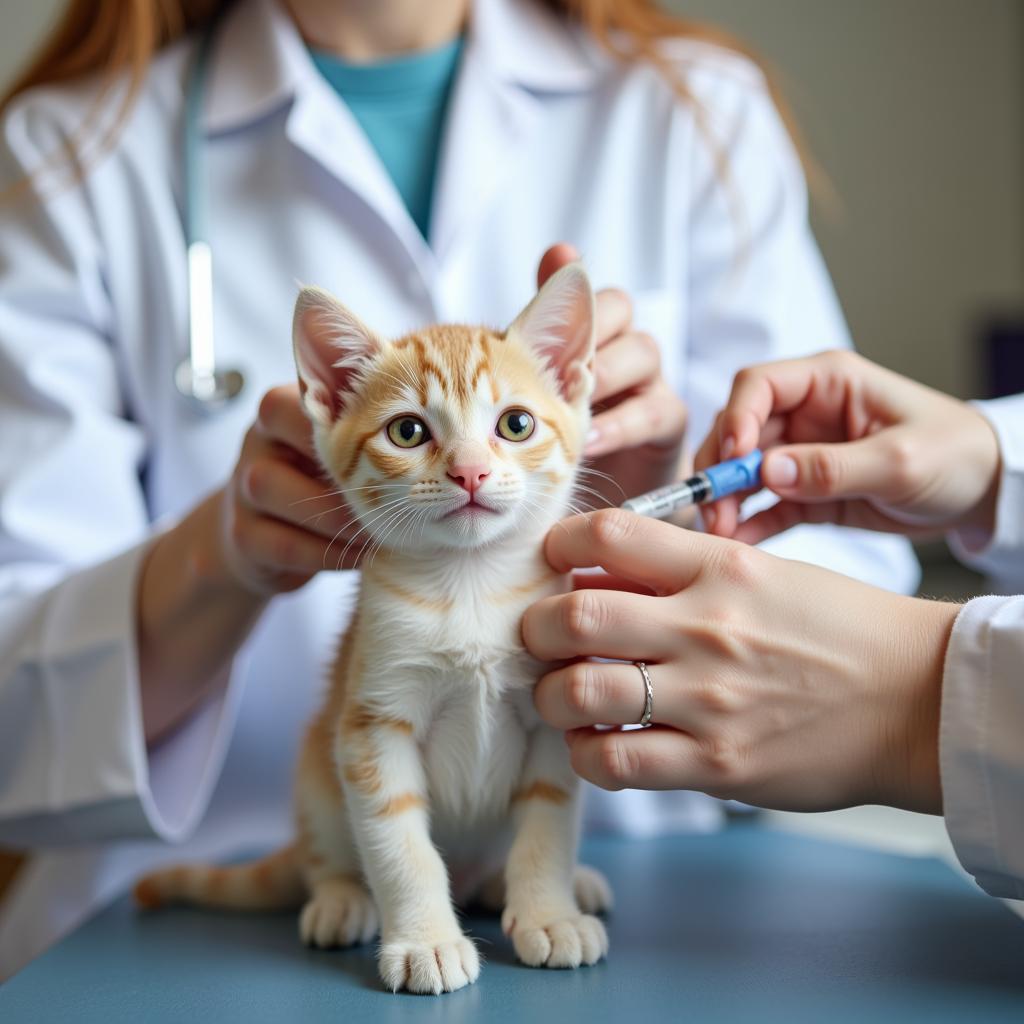 Kitten Receiving Vaccination