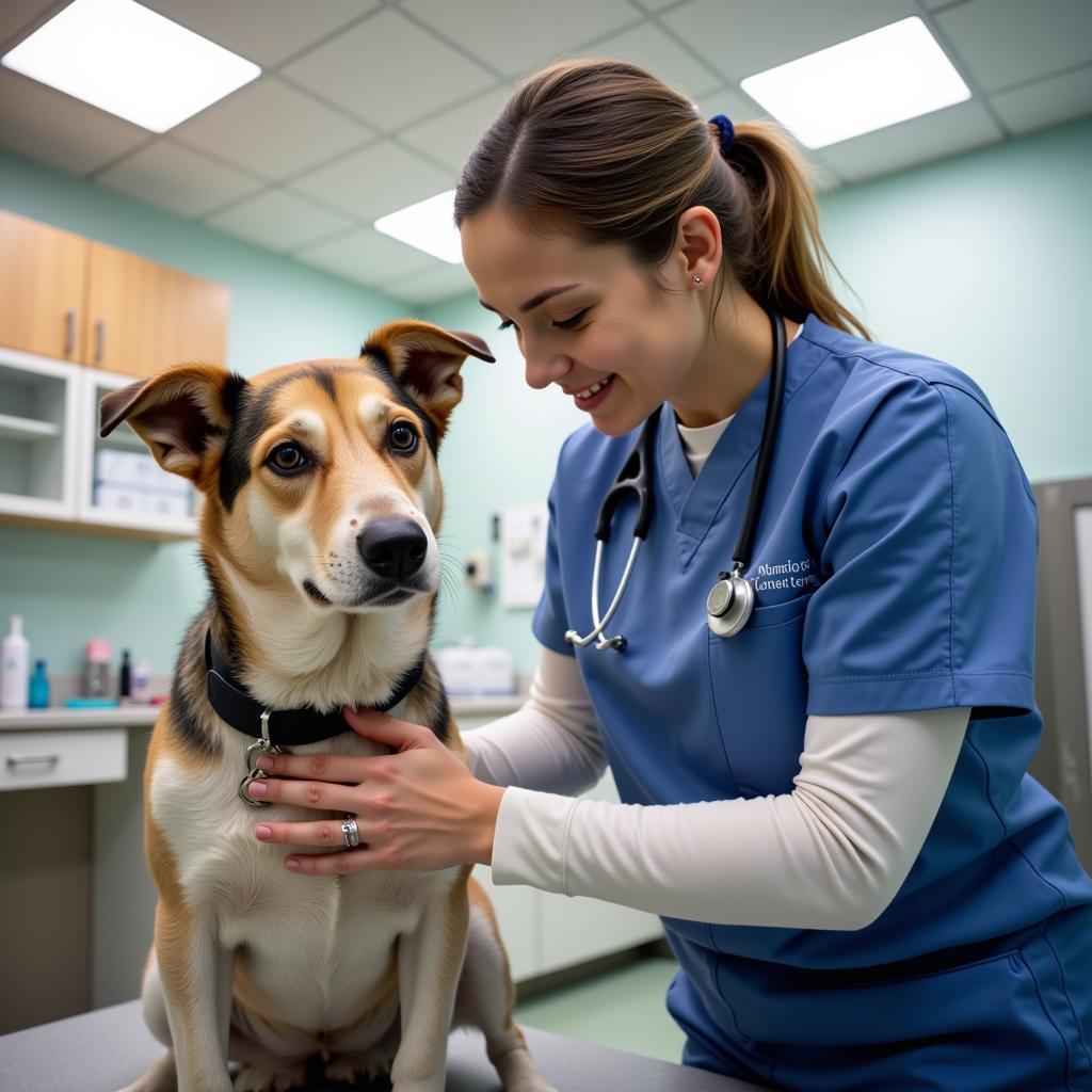 Veterinarian Examining a Dog in Lambertville