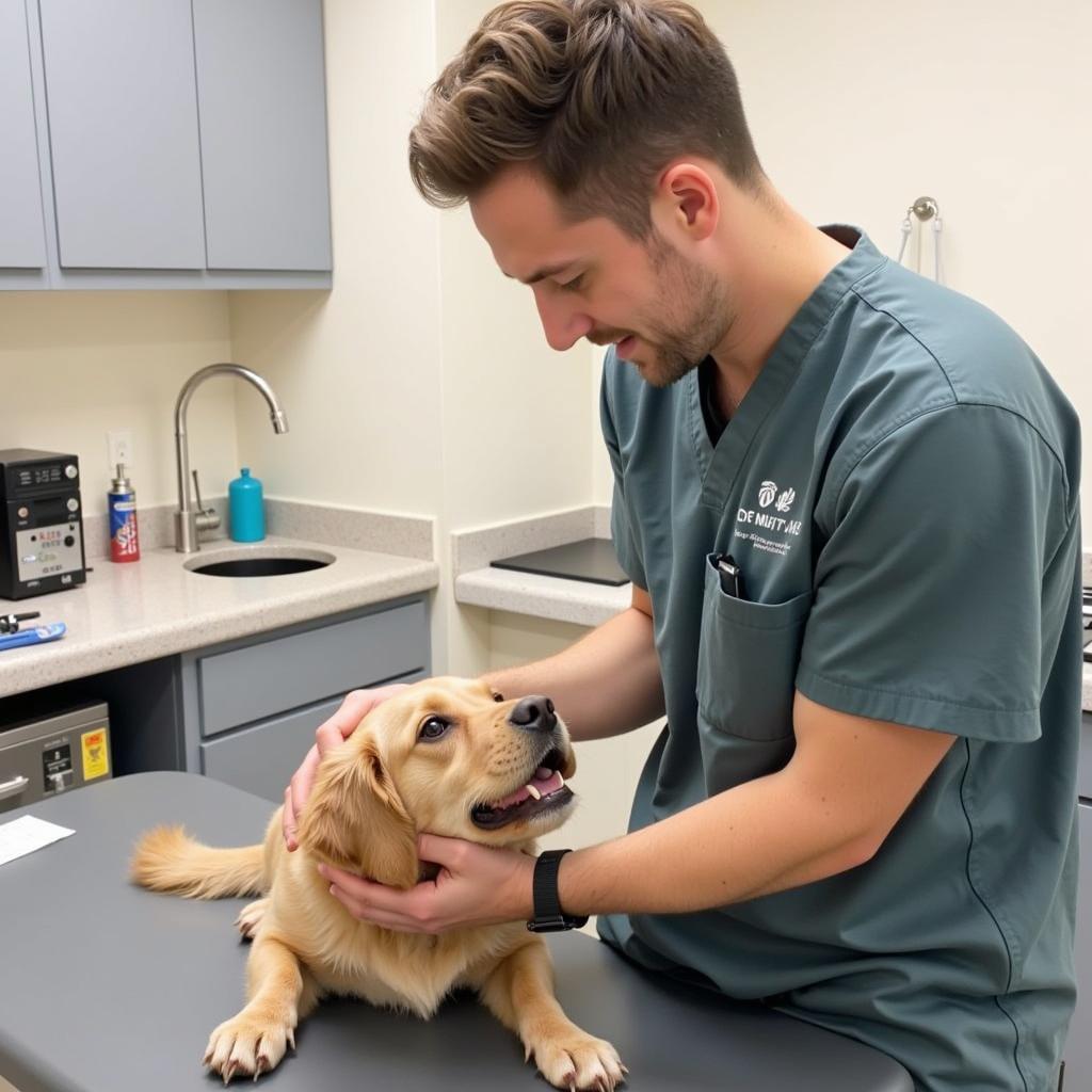 Veterinarian conducting a thorough examination on a dog at Laurel Pet Hospital West Hollywood