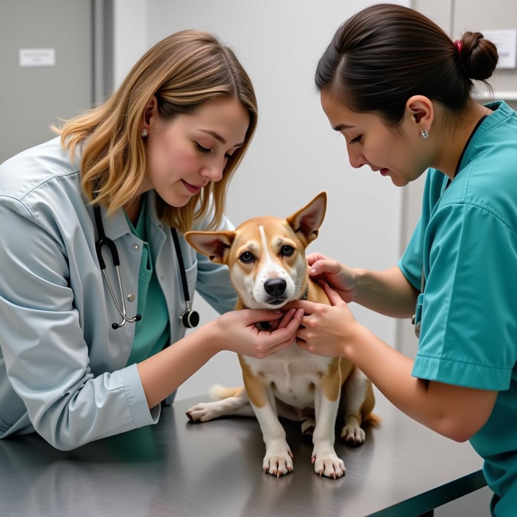 Veterinarian Examining a Dog at Lavitt Animal Hospital