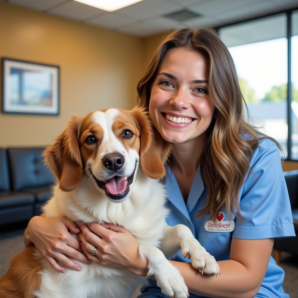 Happy Pet Owner at Lincolnway Animal Hospital