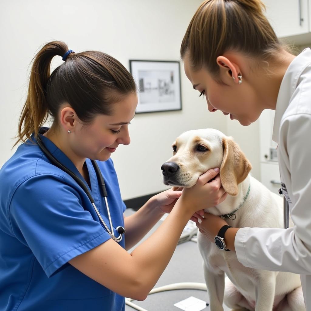 Compassionate Veterinarian Examining a Dog at Lindsay Veterinary Hospital